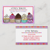 Paarse bakkerij | Cute Whimsical Cupcakes Visitekaartje (Voorkant / Achterkant)