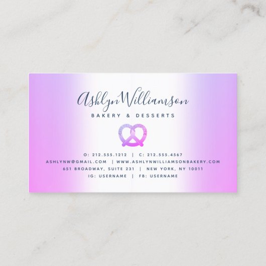Paarse Bakkerij Pastry Chef Catering Glitter Drupp Visitekaartje (Achterkant)