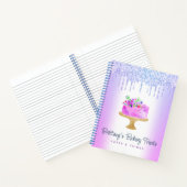 Paarse bakkerijcake glitter druppels gebak dessert notitieboek (Binnen)