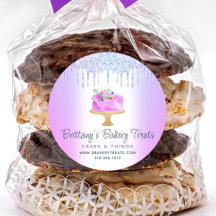 Paarse bakkerijcake glitter druppels gebak dessert