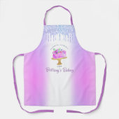 Paarse bakkerijcake glitter druppels gebak dessert schort (Voorkant)