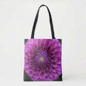 Paarse Bal Dahlia Bloem Tote Bag (Voorkant)