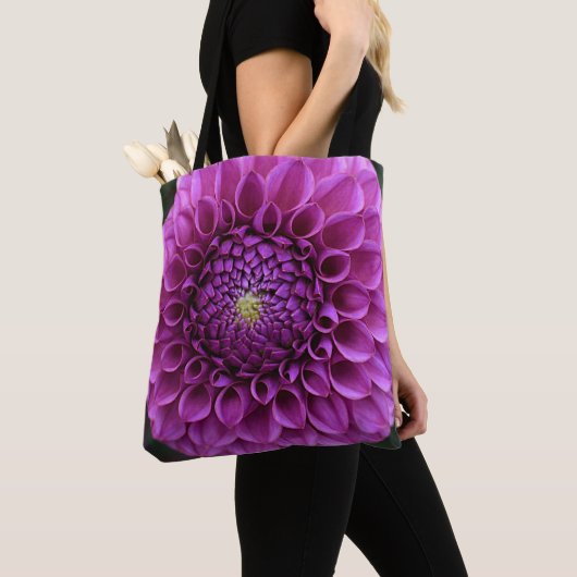 Paarse Bal Dahlia Bloem Tote Bag (Dichtbij)