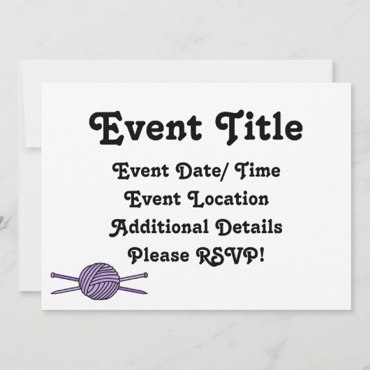 Paarse bal van de naalden van Yarn en Knitting Kaart (Achterkant)