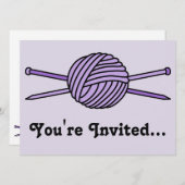 Paarse bal van de naalden van Yarn en Knitting Kaart (Voorkant / Achterkant)