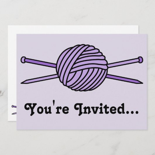 Paarse bal van de naalden van Yarn en Knitting Kaart (Voorkant / Achterkant)