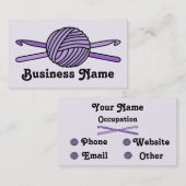 Paarse bal van haken en haken (Paarse rug) Visitekaartje (Voorkant / Achterkant)