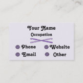 Paarse bal van haken en haken (Paarse rug) Visitekaartje (Achterkant)