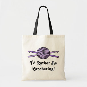 Paarse bal van joden en haken tote bag
