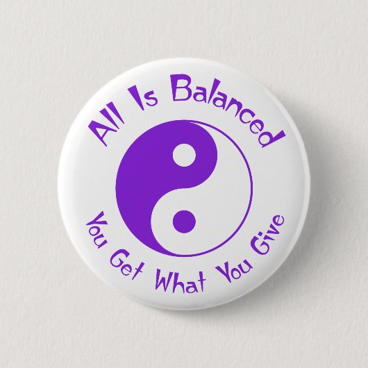 Paarse Balance Yin Yang Button (Voorkant)
