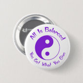 Paarse Balance Yin Yang Button (Voorkant /achterkant)