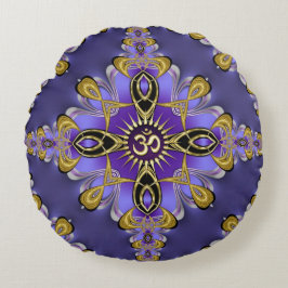 Paarse Balans OM Mandala Spirituele Yoga  Rond Kussen
