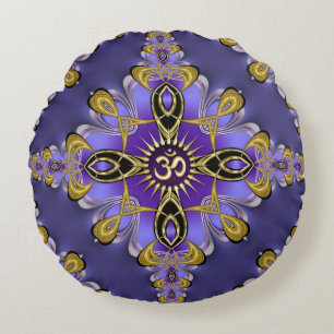 Paarse Balans OM Mandala Spirituele Yoga Rond Kussen