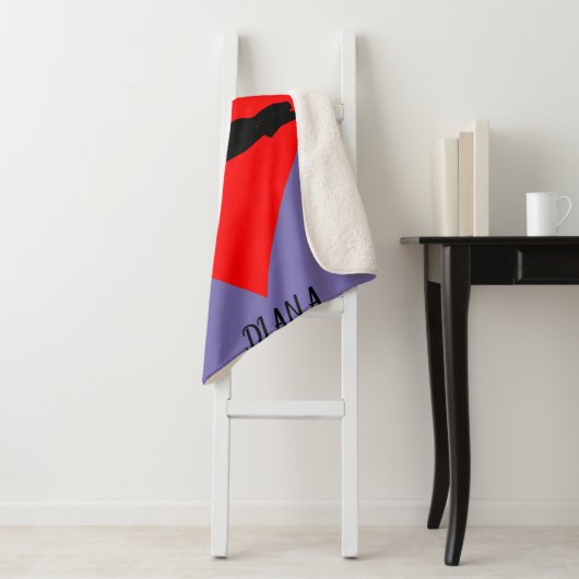 Paarse Ballerina deken met een rood hart. (In situ)