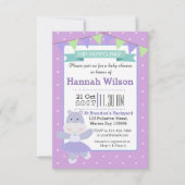 Paarse Ballerina Hippo Baby shower uitnodiging (Voorkant)