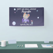 Paarse Ballerina Kat Kids Verjaardagsfeestje Spandoek (Beurs)