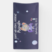 Paarse Ballerina Kat Kids Verjaardagsfeestje Spandoek (Verticaal)