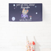 Paarse Ballerina Kat Kids Verjaardagsfeestje Spandoek (Insitu)
