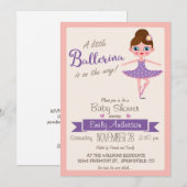 Paarse ballerina, meisje Baby shower uitnodiging (Voorkant / Achterkant)
