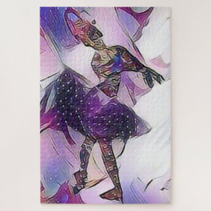 Paarse Ballerina Originele Kunst Lila Melk Legpuzzel
