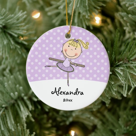 Paarse Ballerina Snowflakes Gepersonaliseerd kerst Keramisch Ornament (Boom)