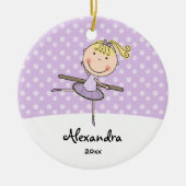 Paarse Ballerina Snowflakes Gepersonaliseerd kerst Keramisch Ornament (Voorkant)