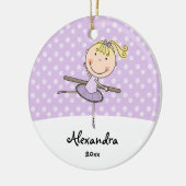 Paarse Ballerina Snowflakes Gepersonaliseerd kerst Keramisch Ornament (Links)