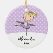 Paarse Ballerina Snowflakes Gepersonaliseerd kerst Keramisch Ornament (Achterkant)