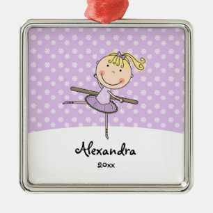 Paarse Ballerina Snowflakes Gepersonaliseerd kerst Metalen Ornament
