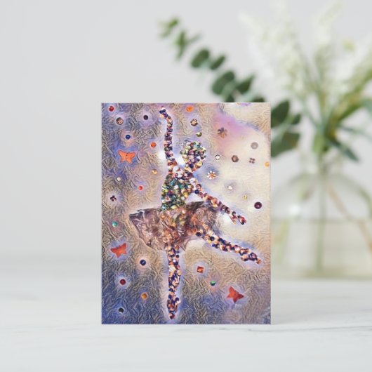 Paarse Ballerina Sugar Plum Fairy Cute Aankondigingskaart (Staand voorkant)