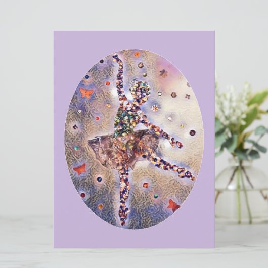 Paarse Ballerina Sugar Plum Fairy Cute Dancer Save The Date (Staand voorkant)