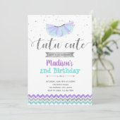 Paarse ballerina verjaardagsuitnodiging kaart (Staand voorkant)