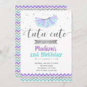 Paarse ballerina verjaardagsuitnodiging kaart (Voorkant / Achterkant)