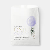 Paarse ballon, groen, gebladerte, eerste verjaarda bedankzakje (Voorkant)