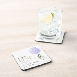 Paarse ballon, groen, gebladerte, eerste verjaarda bier onderzetter