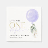 Paarse ballon, groen, gebladerte, eerste verjaarda servet (Voorkant)