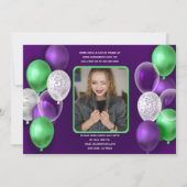 Paarse ballonnen 21e verjaardag foto kaart (Achterkant)