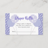 Paarse ballonnen Baby shower Leuke luier Raffle Informatiekaartje (Voorkant)