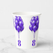 Paarse ballonnen Childs Verjaardag Leeftijd Sjablo Papieren Bekers (Rechts)