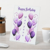 Paarse ballonnen gepersonaliseerd Happy Birthday Reclamebord Met Voetstuk (Insitu)