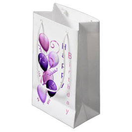 Paarse ballonnen, Happy Birthday Gift Bag Klein Cadeauzakje