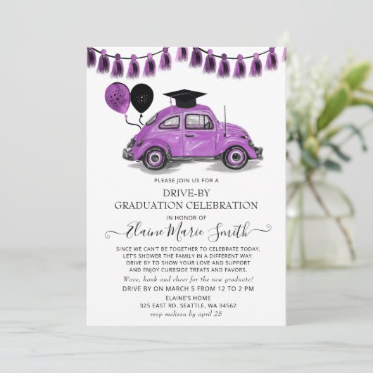  Paarse ballonnen op Afstuderen Kaart (Staand voorkant)