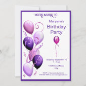 Paarse ballonnen van Birthday Kaart (Voorkant)