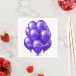 Paarse Ballonnen Verjaardagsfeest Servetten