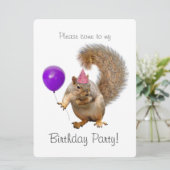 Paarse ballonvaardige viering van Squirrel Kaart (Staand voorkant)