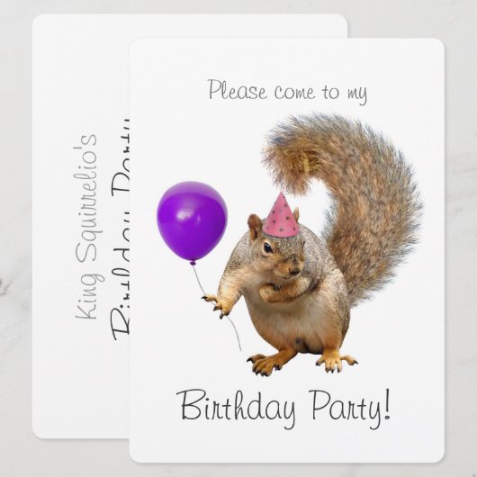 Paarse ballonvaardige viering van Squirrel Kaart (Voorkant / Achterkant)