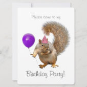 Paarse ballonvaardige viering van Squirrel Kaart (Voorkant)