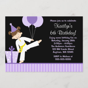 Paarse Balloons Taekwondo Karate Girl Birthday Kaart
