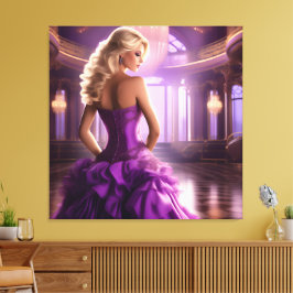 Paarse Balzaal Dame Canvas Afdruk