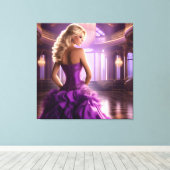 Paarse Balzaal Dame Canvas Afdruk (Insitu (Houten vloer))